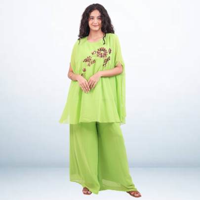 Georgette Handwork Designer Kaftan with Pant 