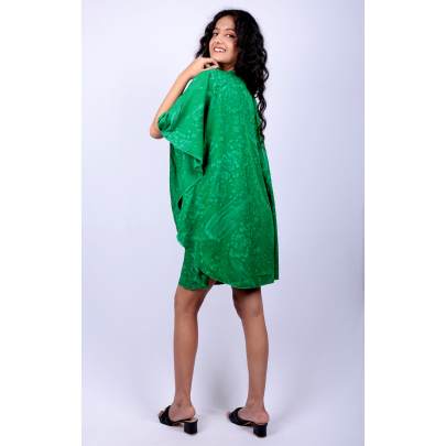 Green Crumple Tie Dye Kaftan Tunic