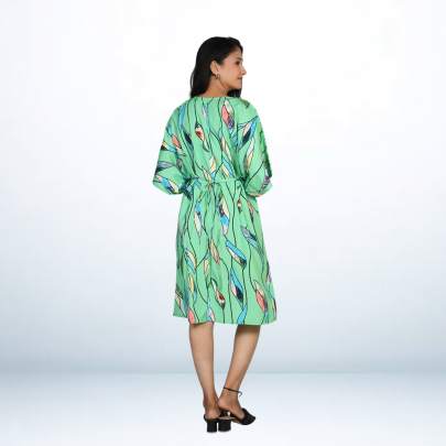 Green Geometrical Printed Short beach Kaftan
