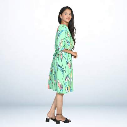 Green Geometrical Printed Short beach Kaftan