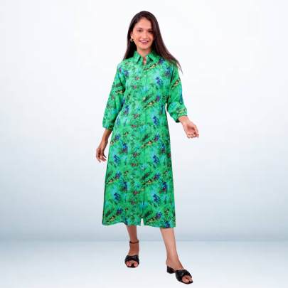Green Hand Tie Dye Print Long Kurta