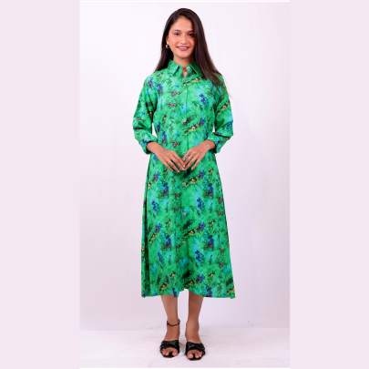 Green Hand Tie Dye Print Long Kurta