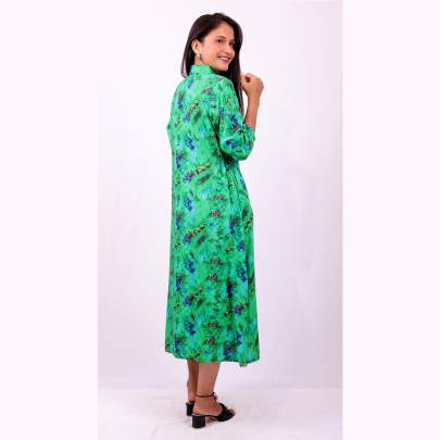Green Hand Tie Dye Print Long Kurta
