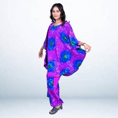 Spray Tie Dye Print kaftan and pant Cord set