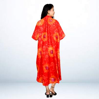 Hand Spray Printed Long Free Size Kaftan Dress