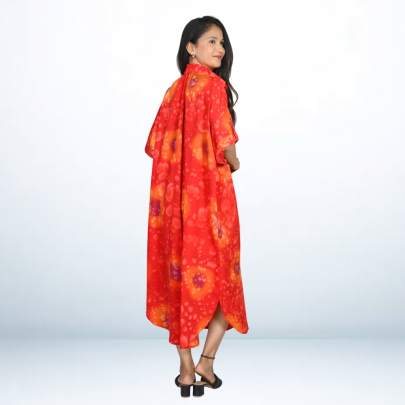 Hand Spray Printed Long Free Size Kaftan Dress