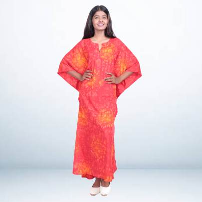Hand Spray Printed Long Kaftan for Women