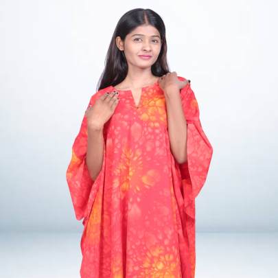 Hand Spray Printed Long Kaftan for Women