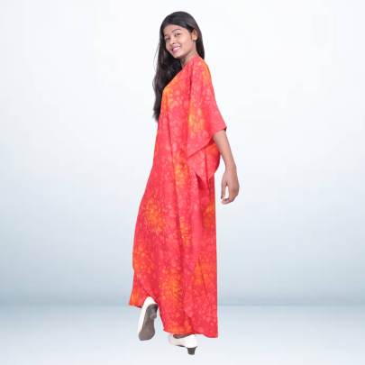 Hand Spray Printed Long Kaftan for Women