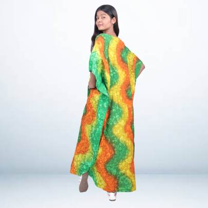 Hand Tie-Dye Multicolor Long Kaftan