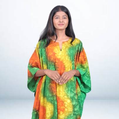 Hand Tie-Dye Multicolor Long Kaftan