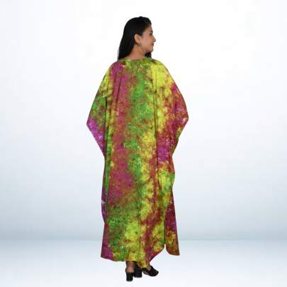 Hand Tie Dye Printed Plus Size Long Kaftan Caftan