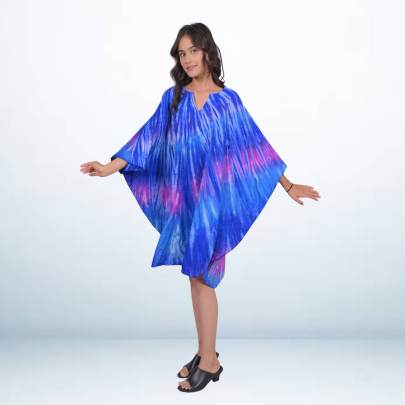Hand Tie Dye Printed Short Kaftan Top