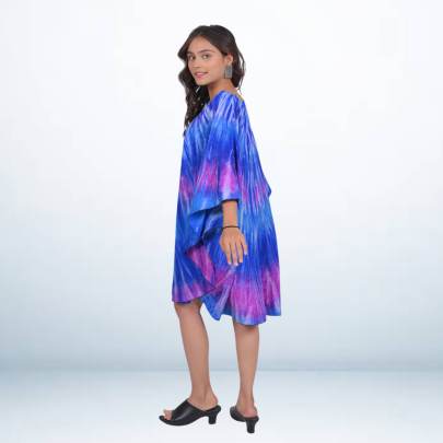 Hand Tie Dye Printed Short Kaftan Top