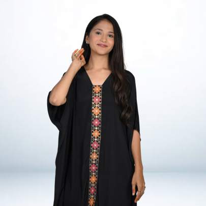 Hot Black Kaftan with Embroidery with contrast matching Pant