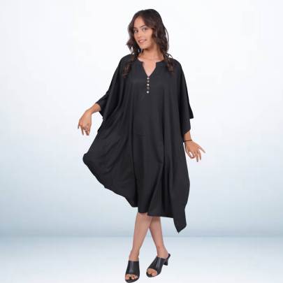 Hot Black Solid black Beach Kaftan Caftan