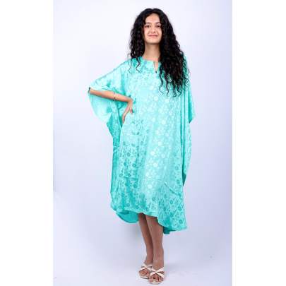 Icy Aqua Jacquard Kaftan 