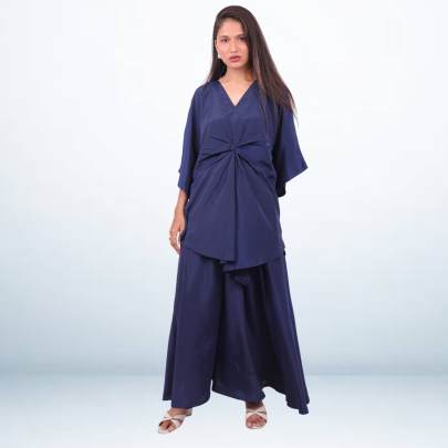 Knot Crepe Silk Kaftan Coord Set