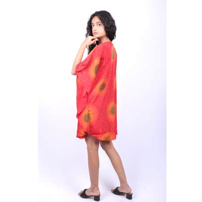 Lace Up Sunburst Tie Dye Kaftan Tunic