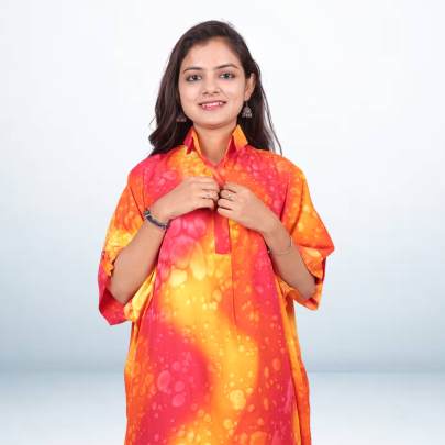 Laheriya Design Hand Spray Printed Long Kaftan