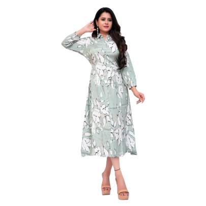 Leaf Print Smocked Kurti