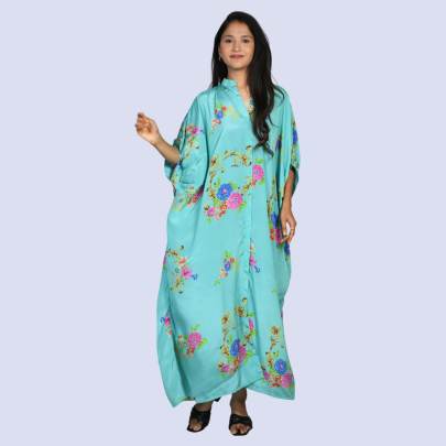 Light Blue floral printed Long kaftan caftan dress