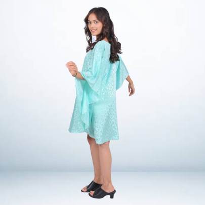 Light Blue Jacquard Short Kaftan Tunic
