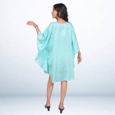 Light Blue Jacquard Short Kaftan Tunic