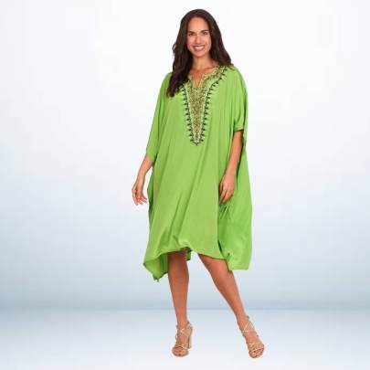 Light Green Embroidered Short kaftan
