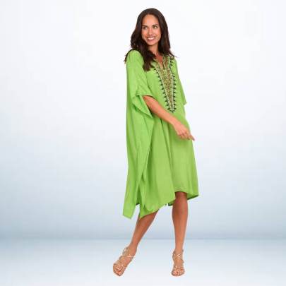Light Green Embroidered Short kaftan