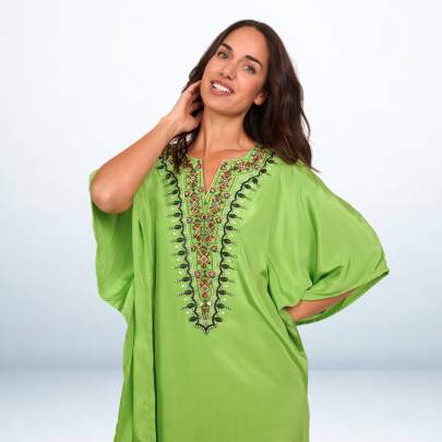 Light Green Embroidered Short kaftan