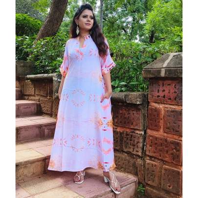 Light Pink Crepe Silk Pocket Dress