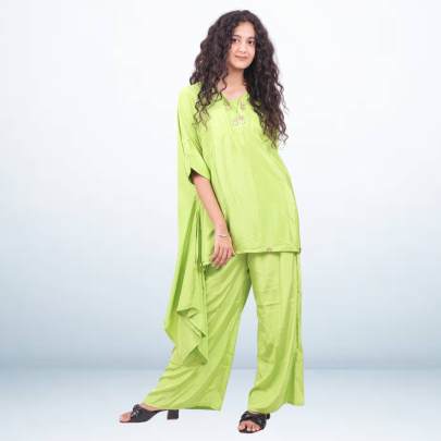 Lime Green Kaftan with Pant Set 
