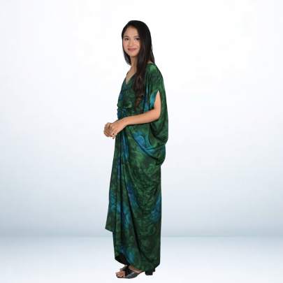 Long Rain Drop Printed Long Kaftan Caftan