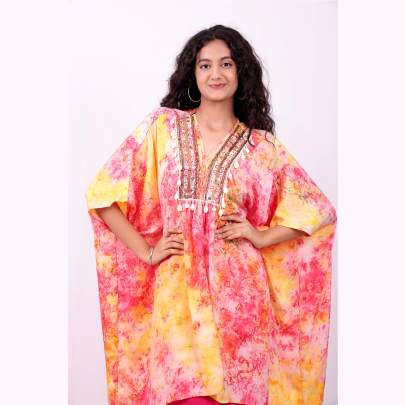 Mirror Emblished Hand Tie Dye Kaftan Cord set