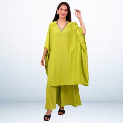 Mirror worked short kaftan Cord set