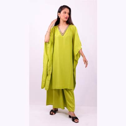 Mirror worked short kaftan Cord set