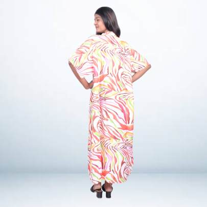 Multicolor Abstract Printed Long Kaftan for Women