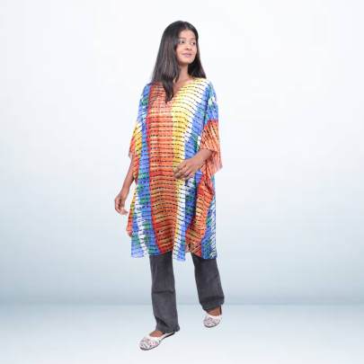 Multicolor Georgette Printed Short Kaftan