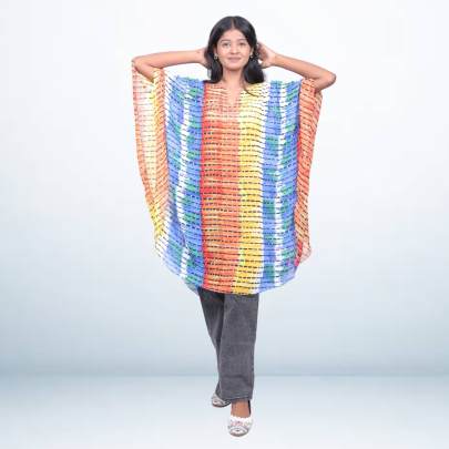 Multicolor Georgette Printed Short Kaftan