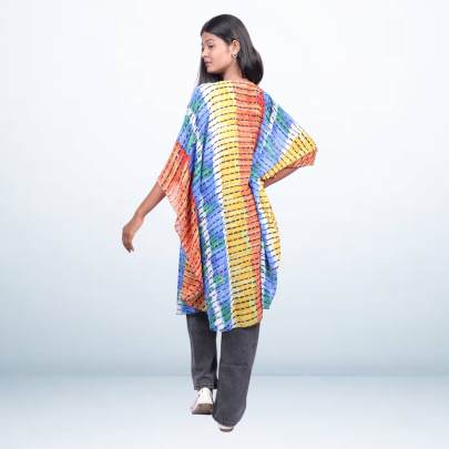 Multicolor Georgette Printed Short Kaftan