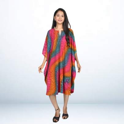 Multicolor hand spray printed Short kaftan caftan
