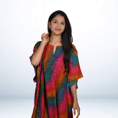 Multicolor hand spray printed Short kaftan caftan