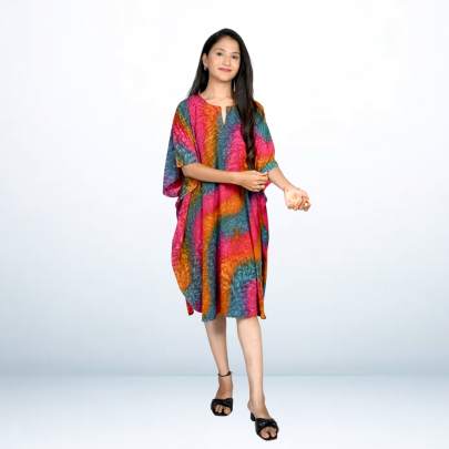 Multicolor hand spray printed Short kaftan caftan