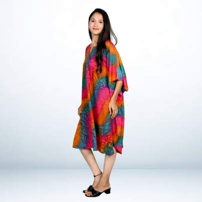 Multicolor hand spray printed Short kaftan caftan