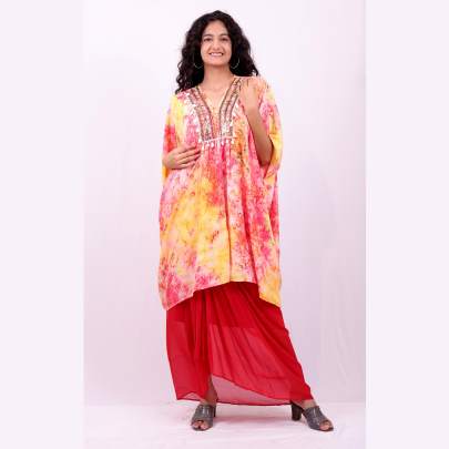 Multicolor Hand Tie dye Emblished Cord Sets