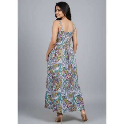 Multicolor Paisley Printed Long Dress