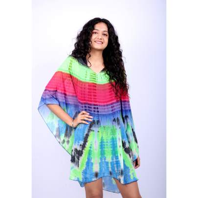 Multicolor Printed Short Tunic Kaftan