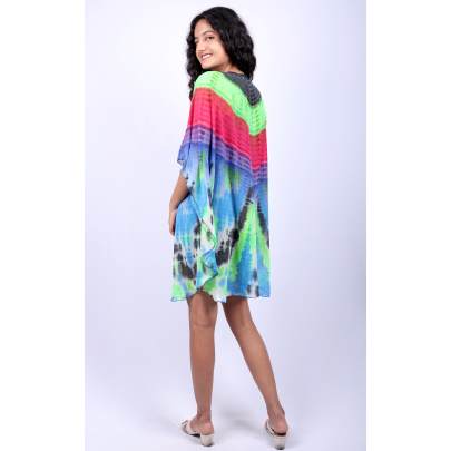 Multicolor Printed Short Tunic Kaftan