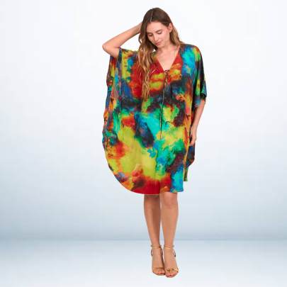 Multicolor Tie Dye Kaftan Tunic